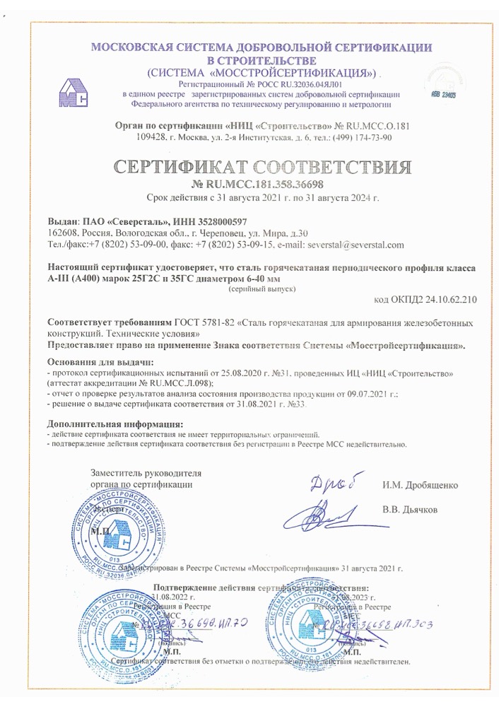 Сертификат: Сертификат. 36698 IK 2 A400